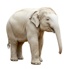 This albino elephant stands proudly, displaying its unique ivory skin and large form.