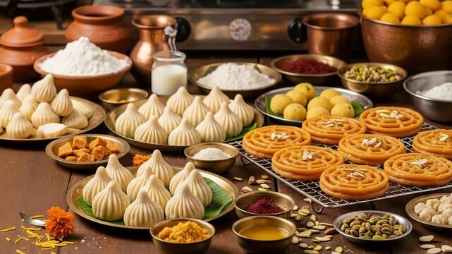 Ganesh Chaturthi Celebration Delicious Modaks and Sweets Preparation for Hindu Festival