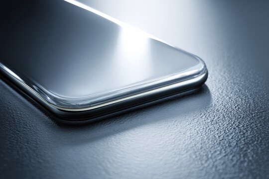 Sleek silver smartphone close-up - Powered by Adobe