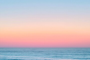 Fototapeta premium Pastel Seascape Canvas Tranquil Ocean Horizon Painting with Light Pink Sky Blue Ocean Waves Sunset Coastline Serenity