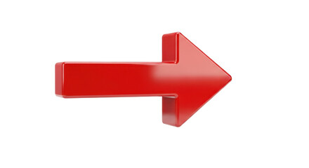 A glossy red arrow pointing right, isolated on a white background.