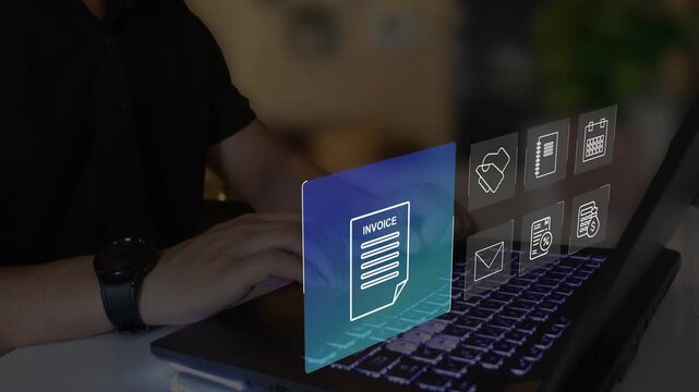 E-invoice and online digital statements concept, invoice document	