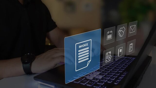 E-invoice and online digital statements concept, invoice document	