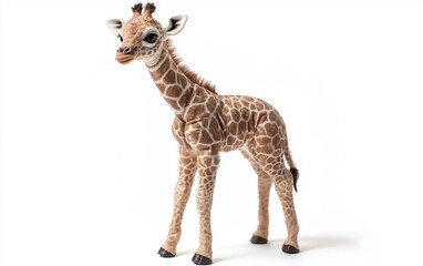 Obraz premium Ultra Realistic Baby Giraffe Standing in Natural Pose. Isolated on white background.