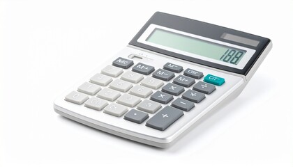 Scientific calculator with digital display and functional buttons isolated on white background essential math school supply
