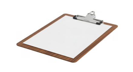 Wooden clipboard with blank paper, ready for notes or writing.