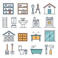 Minimalist Home Amenities Vector Icons