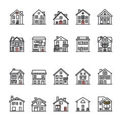  Vector Line Icon Set of Real Estate and Property