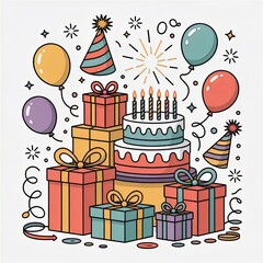 birthday card with gift boxes