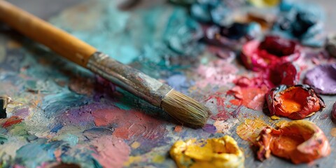 Obraz premium Artist's palette with paint and brush