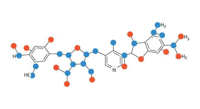 Molecular structure of a chemical compound with nitrogen and hydrogen bonds silhouette