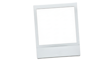 Blank white instant photo frame, ready for a picture.
