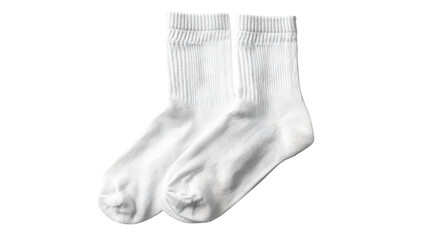 Pair of white cotton socks neatly folded background isolated on a Transparent background, PNG file.