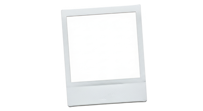 Blank white instant photo frame, ready for a picture.