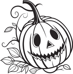 Halloween pumpkin logo design, spooky jack o lantern face illustration, scary horror pumpkin icon, creepy Halloween symbol for party, decoration, branding, stickers, invitations and holiday design