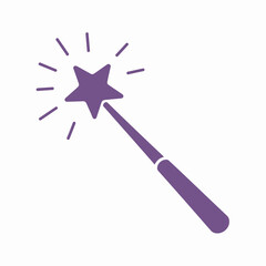Isolated Magic Wand Icon with Sparkles and Star Shape for Fantasy and Illustration Projects on White Background