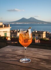  Aperol Spritz cocktail on a terrace in Naples