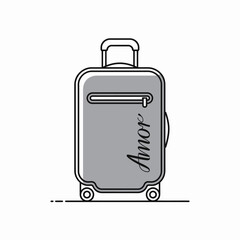 Modern Suitcase Illustration Featuring Amor Script Great for Travel and Vacation Concepts and Luggage Designs Ready for Your Journey