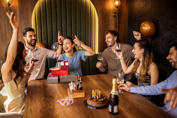 Friends Dancing and Laughing at Birthday Party
