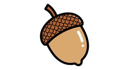 Detailed illustration of an acorn with cap and nut isolated on white. © Alienmarsh