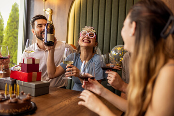 Friends Dancing and Laughing at Birthday Party