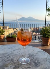  Aperol Spritz cocktail on a terrace in Naples