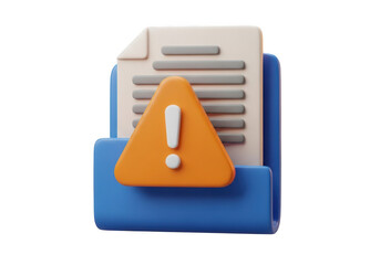 Document alert icon with exclamation mark symbolizing warning and error status transparent background