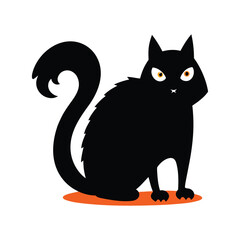 Black Cat Scared Of Its Shadow