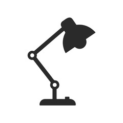 Minimalist black desk lamp silhouette on white background