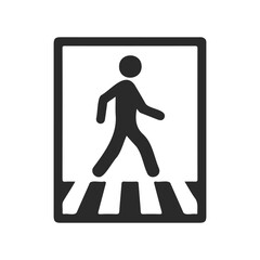 Pedestrian crossing icon in black and white illustration design