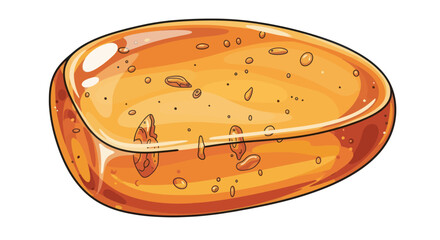 Amber hard candy with small bubbles.