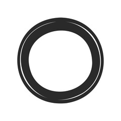 Minimalist black circle logo with white background
