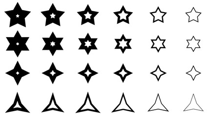 star line icon shape triangle square pentagon and hexagon, isolated white background, vector