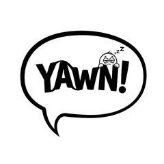 Cartoon Yawn Speech Bubble with Sleepy Character