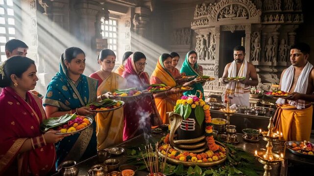 Varaha Jayanti  Hartalika Teej  Ganesh Chaturthi  Samvatsari  and Balarama Jayanti Devotees Performing Puja at Temple
