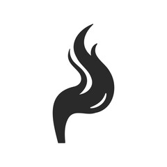 Abstract black flame symbol icon on white background