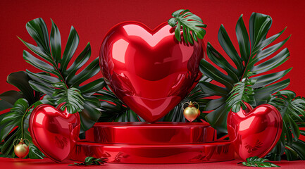 christmas wreath with red heart