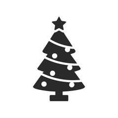 Fototapeta premium Black silhouette of decorated christmas tree with star