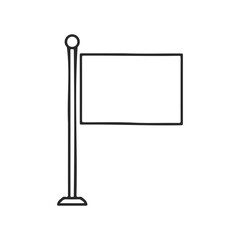 Obraz premium Simple black and white flag line drawing with flagpole