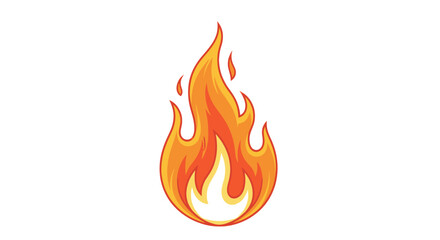 Vibrant Cartoon Fire Flame Illustration Symbolizing Heat and Energy.