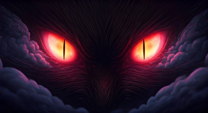 Glowing eyes dark creature ominous gaze
