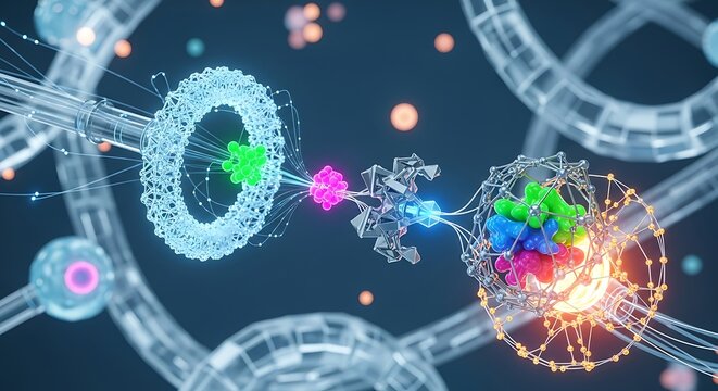 Targeted protein degradation TPD concept with molecular structures biotechnology drug discovery and cellular research
