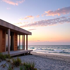 Sleek Minimalist Villa on a Cliff Edge with Ocean Views at Golden Hour