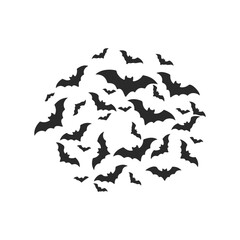 Naklejka premium Silhouette of flying bats in circular pattern on white background