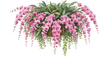 Fototapeta premium Beautiful pink orchid arrangement, perfect for floral design and home decor - Isolated White Background