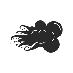 Black cloud icon with dust particles on white background