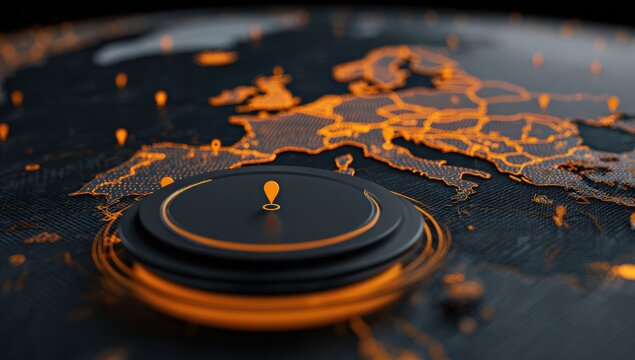Abstract European map with glowing orange center
