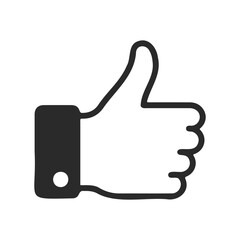 Obraz premium Simple black and white thumbs up icon for positive approval
