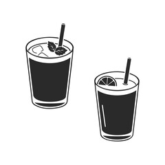 Illustration of two refreshing iced drinks with garnishes