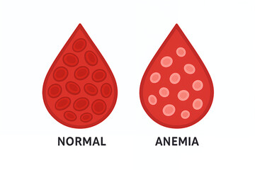Normal vs anemia comparison illustration, anemia concept image, medical concept image 